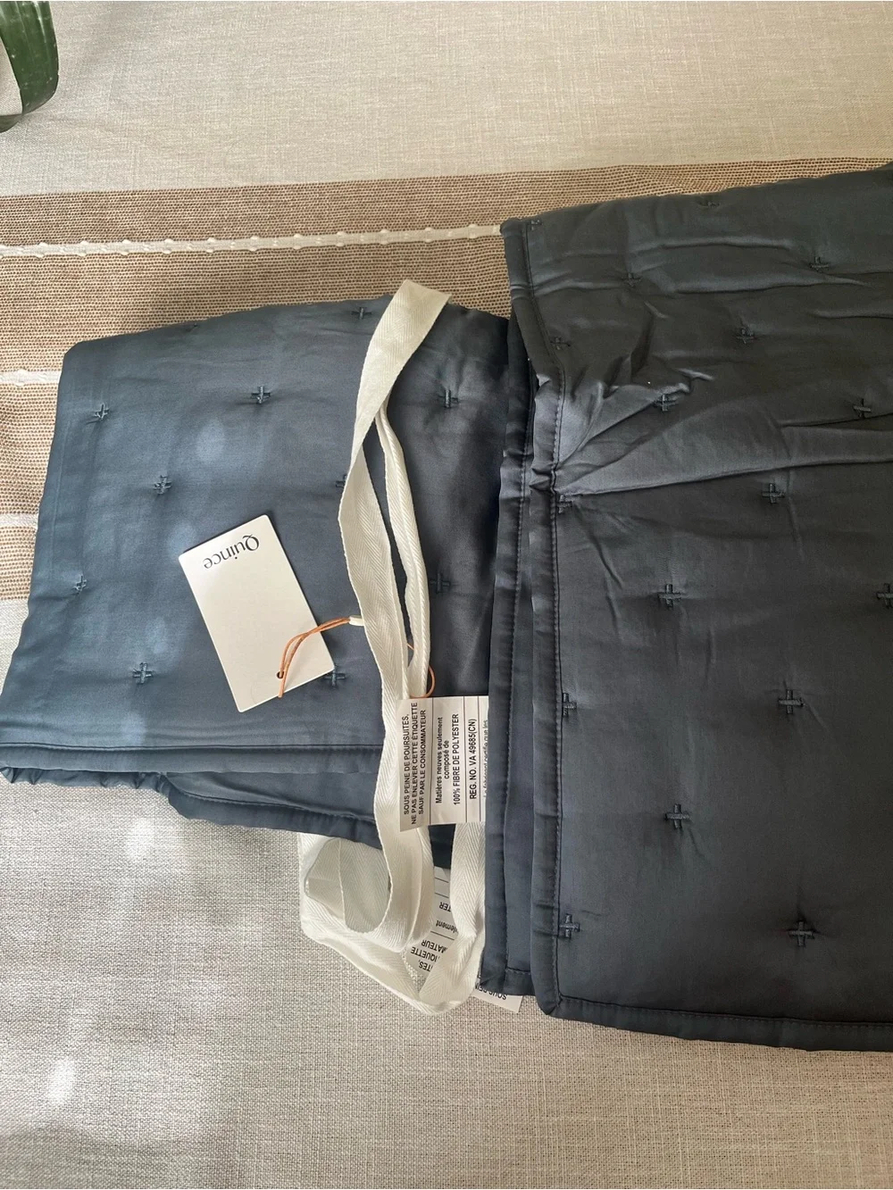 NWT Quince Quilted Nightfall Blue King Sham Set